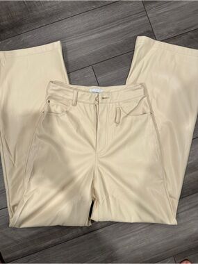 WeWoreWhat Cream Faux Leather Wide-Leg Pants (25)